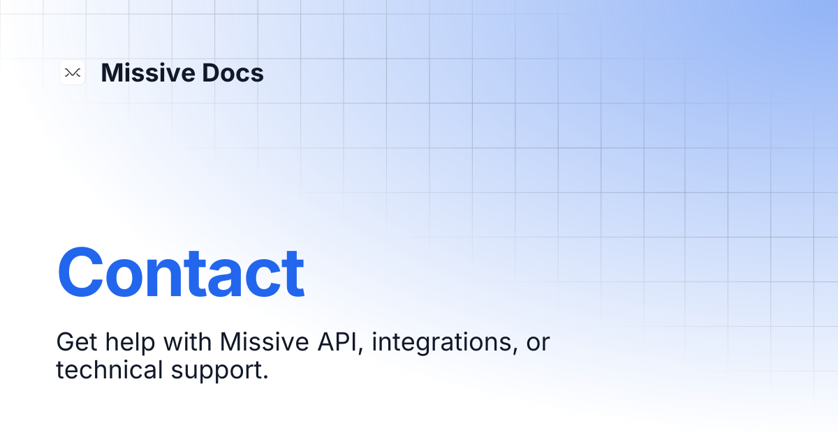 Contact | Developers | Missive Docs