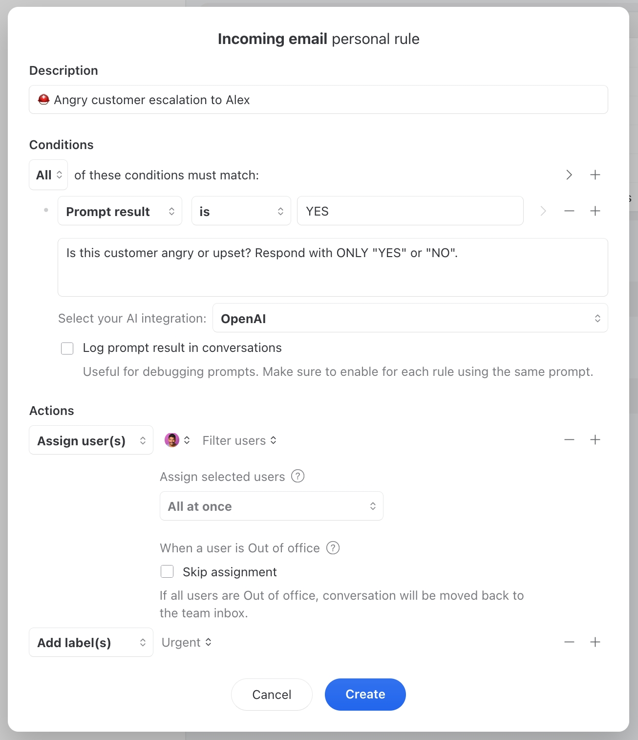 AI condition for angry customers
