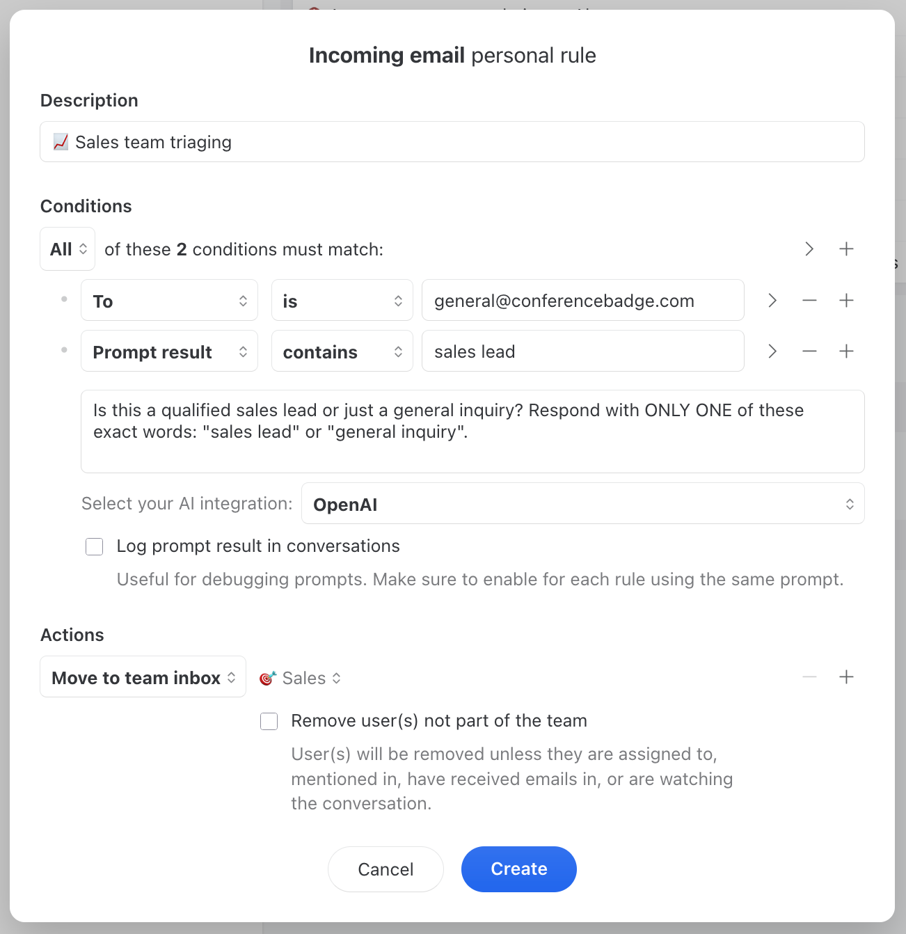 AI condition for sales leads