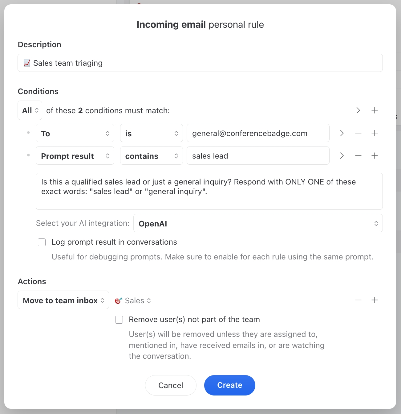 AI condition for sales leads