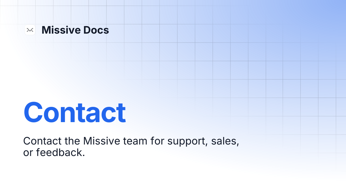 Contact | Missive Docs